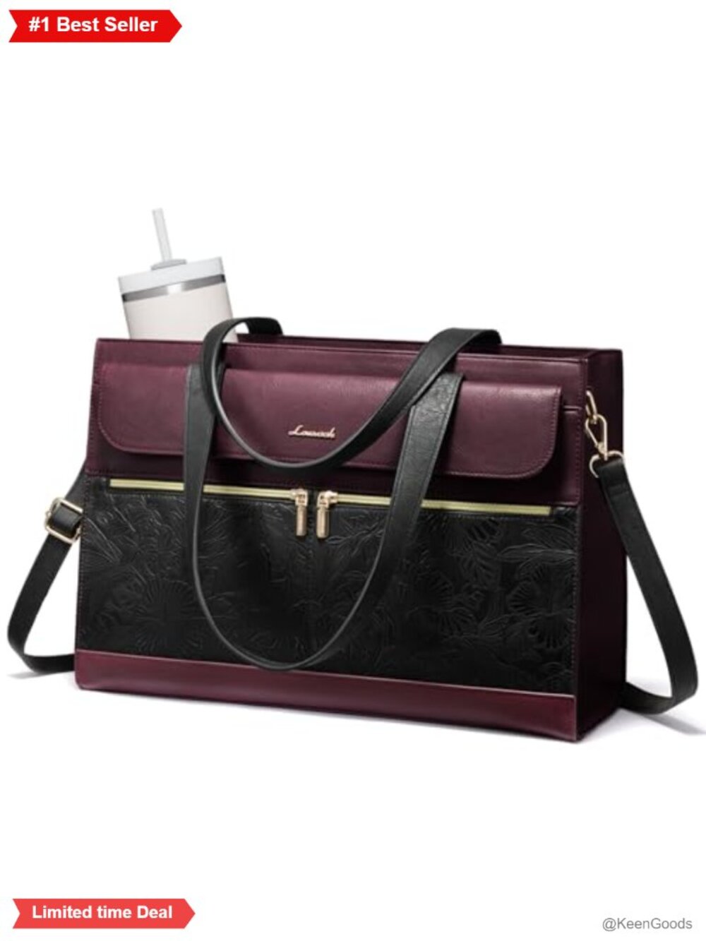 LOVEVOOK Laptop Bag Faux Leather Tote 15.6 Inch Briefcase